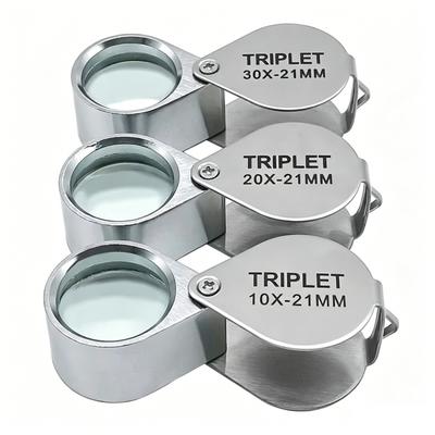 10X 20X 30X Jewelers Loupe Folding Jewllery Magnifier Portable Magnifying Glass Pocket Size Jewelry Magnifier 10-30X Mini Lupa