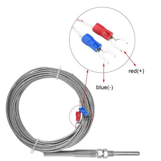 Cable de sensor de temperatura termopar tipo K con rosca M8 de 1/2/3/4/5 m y 30 mm