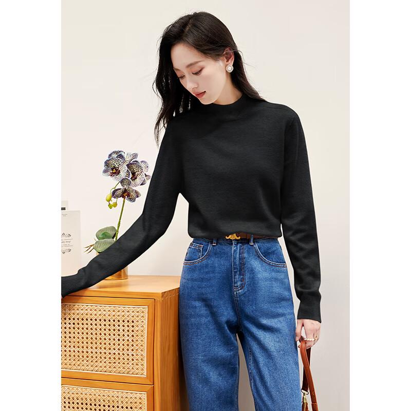 

VICTORIA&VERA Women s Cashmere Blend Semi-High Collar Sweater M