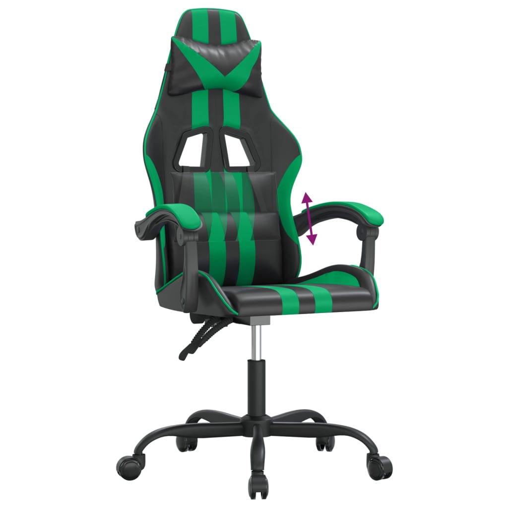 Gaming Chair Black and Green Artificial Leather