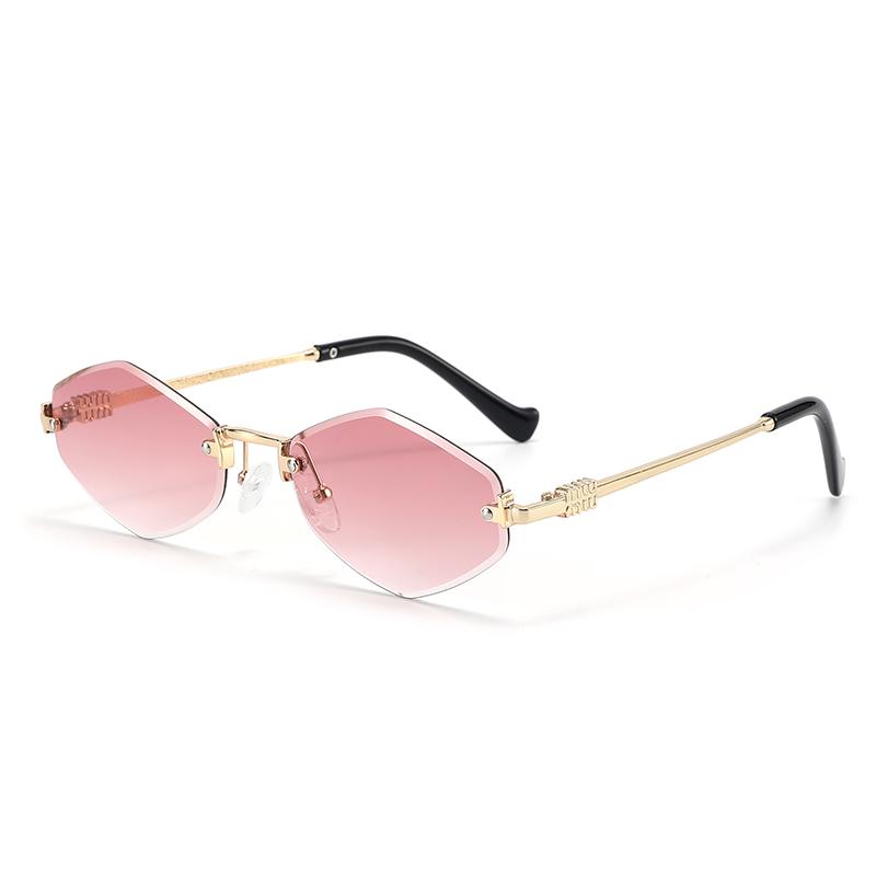 Rimless Irregular Diamond Shape Metal Sunglasses Women Men Retro Fashion Luxury Brand Sun Glasses Beach Lady Man Glasses UV400