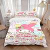 3pcs Happy Birthday My Melody Quilt Set - Soft and Comfortable Bedroom, Guest Room and Dorm Decor Bedding Set 1 Quilt Cover + 2 Pillowcases.W041