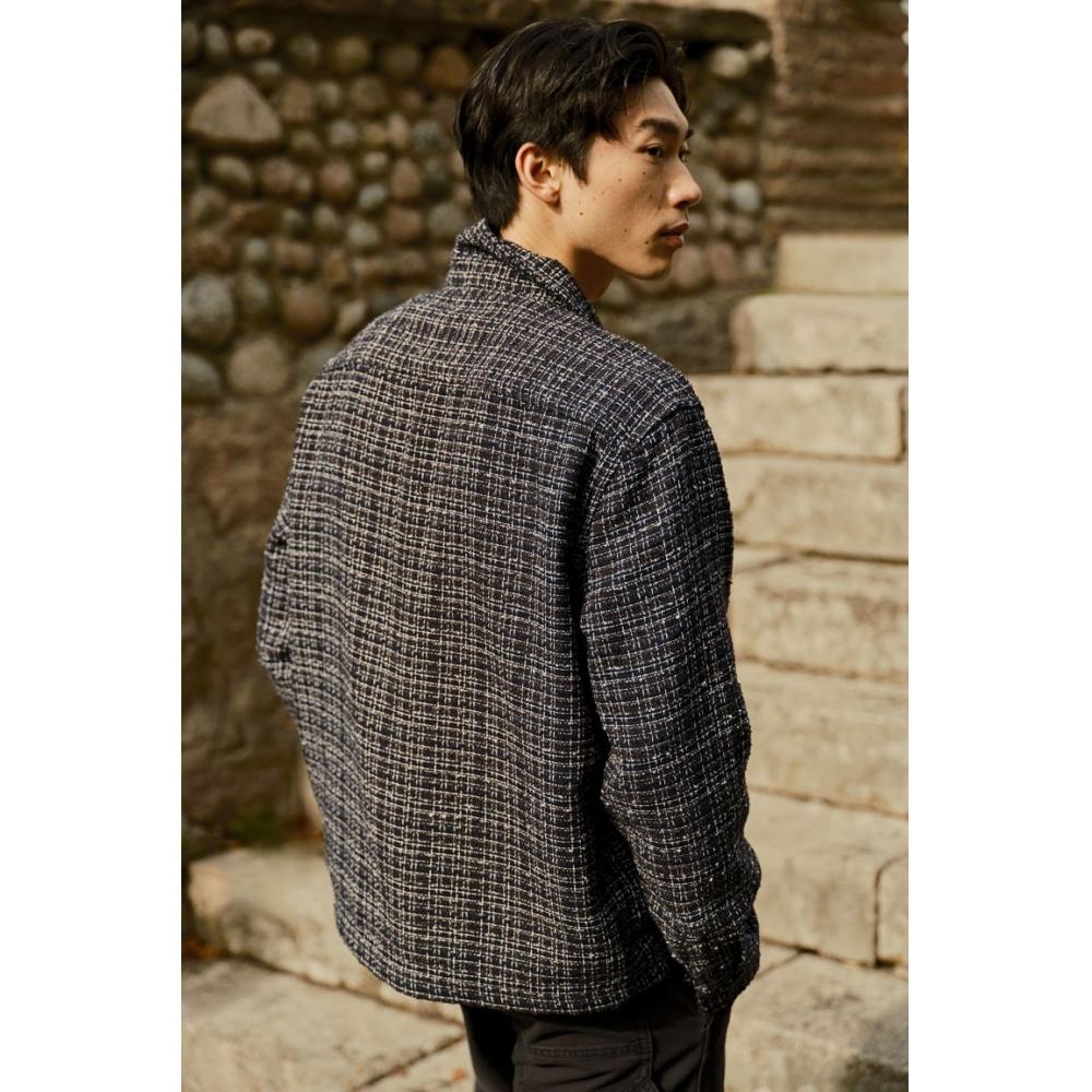 H M Regular Fit Waffle Texture oversHirt Navy Blue Patterned