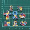 8Pcs Gold Plated Pendant with Puzzle Shape Pendant Enamel Autism Awareness Pendant Bulk Diy Necklace Bracelet Keychain