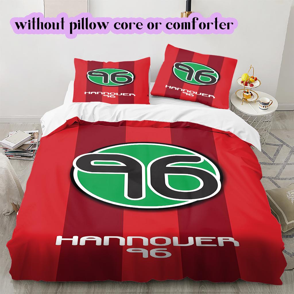 Hannover 96 Pattern Bedding Quilt Set Quilt Cover Pillowcase Home Decoration Birthday Gift (1 * Duvet Cover + 2 * Pillowcase, Without Core)