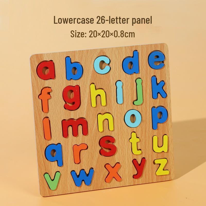 Wooden Educational Puzzle Board for Toddlers: Letters, Numbers, Shapes Recognition for Ages 1-3