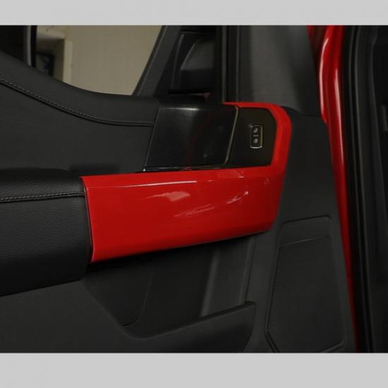 Red Interior Front Door Handle Panel Trim Bezels For Ford F150 2021+ Accessories