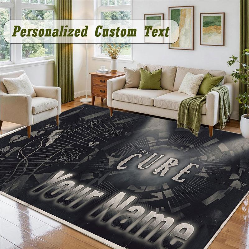Crystal Velvet Square Rug Custom NameThe Cure Pattern Non Slip Home Floor Decor Rug