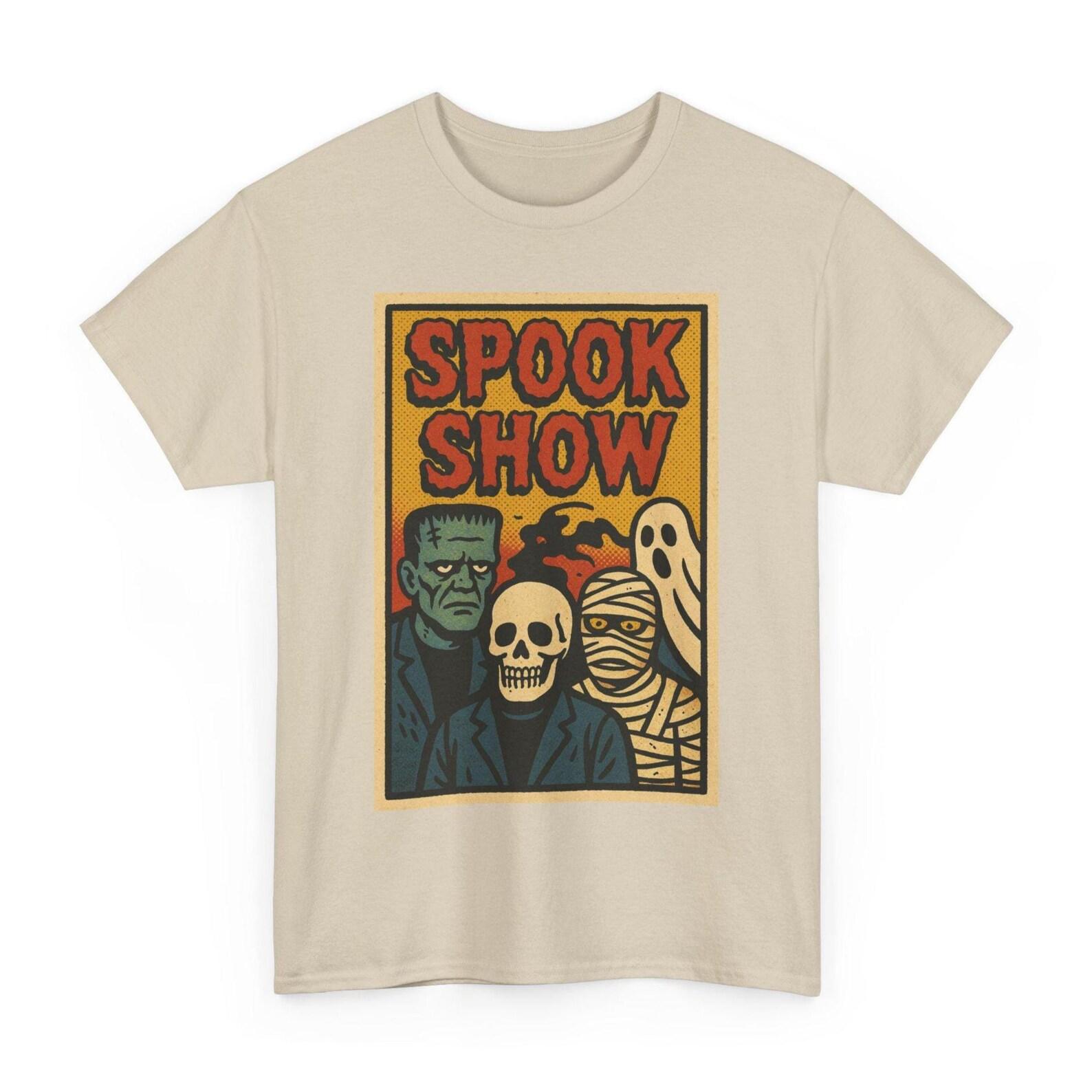 Spook Show T-Shirt: Retro Halloween Comic, Haunted Horror Tee 2XL
