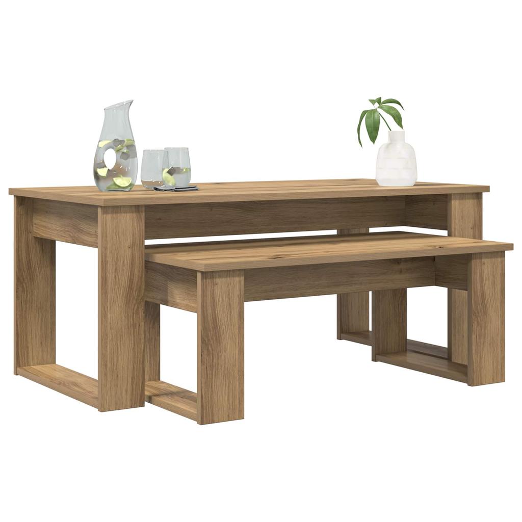 Coffee Table Set 2 Pcs Artisan Oak Wood Based Material