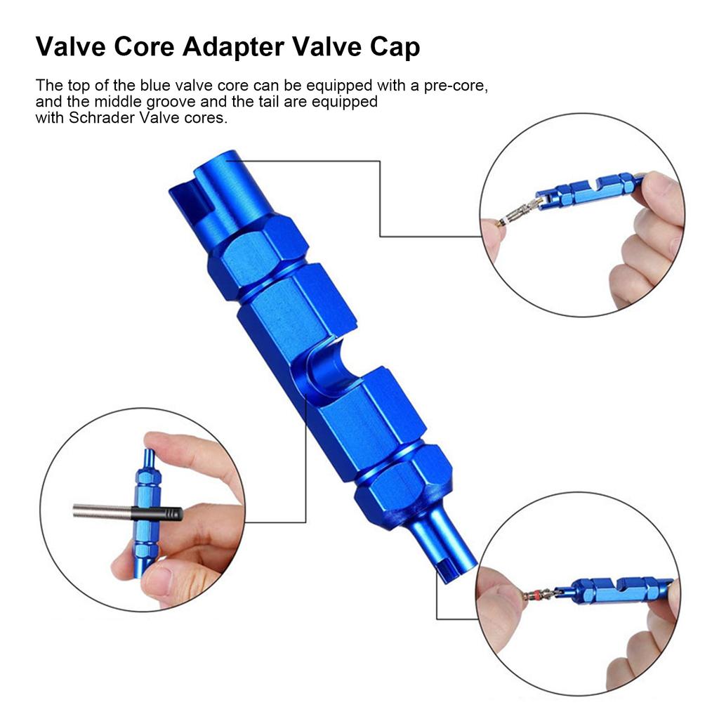 26Pcs Bike Valve Core Set American and French Valve Core Adapter Valve Cap Bicycle Pump