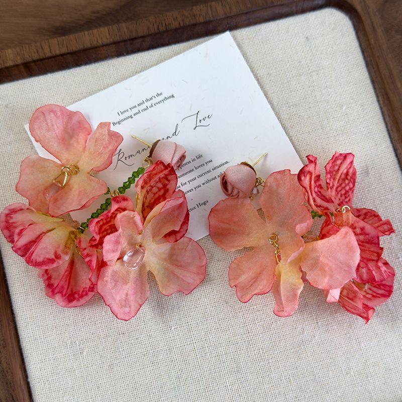 

Zhang Xiaoyi Same Style Travel Vacation Earrings Flowers Earrings Ear Studs Ear Clip Eardrops 2025 New Arrival Seaside Spring and Summer Female Earrings