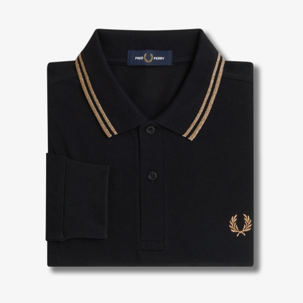 

Fred Perry [m3636] Рубашка Fred Perry с длинным рукавом Twin Tip, черная, золотая Afpm2433636 X72 M