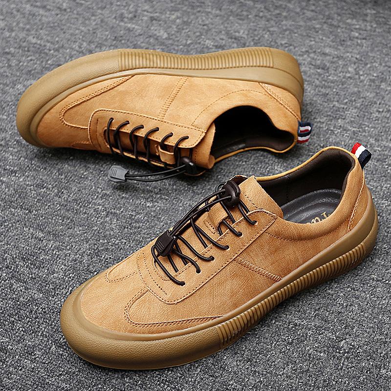 Nya Herrsneakers Mode Herr Casual Loafers Äkta Läderskor Utomhus Snörning Andningsbara Fritid Skateboard Herrloafers
