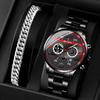 Men's Date Luminous Watch Stainless Steel Band Quartz Wristwatch & Stainless Steel Bracelet, Men's Gift