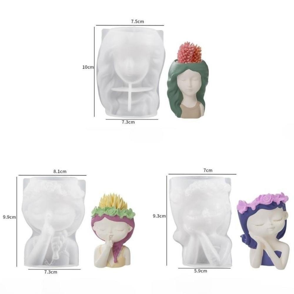 Cute Girl Flower Pot Silicone Mold Concrete Resin Plaster Candle Crystal Epoxy Mold DIY Handmade Crafts Decoration Vase Tool