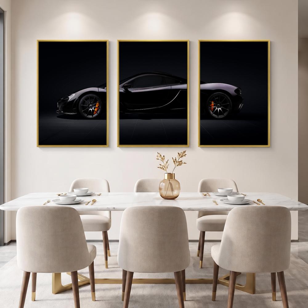 Aerodynamic Sports Car Painting Calligraphy 3 PCS Canvas Wall Art Prints for Living Room Decor Modern Fashion Wall Decals