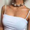 Punk Exaggerated Large Gold Beads Retro Imitation Pearl Beaded Clavicle Chain Short Necklace Women's Jewelry
