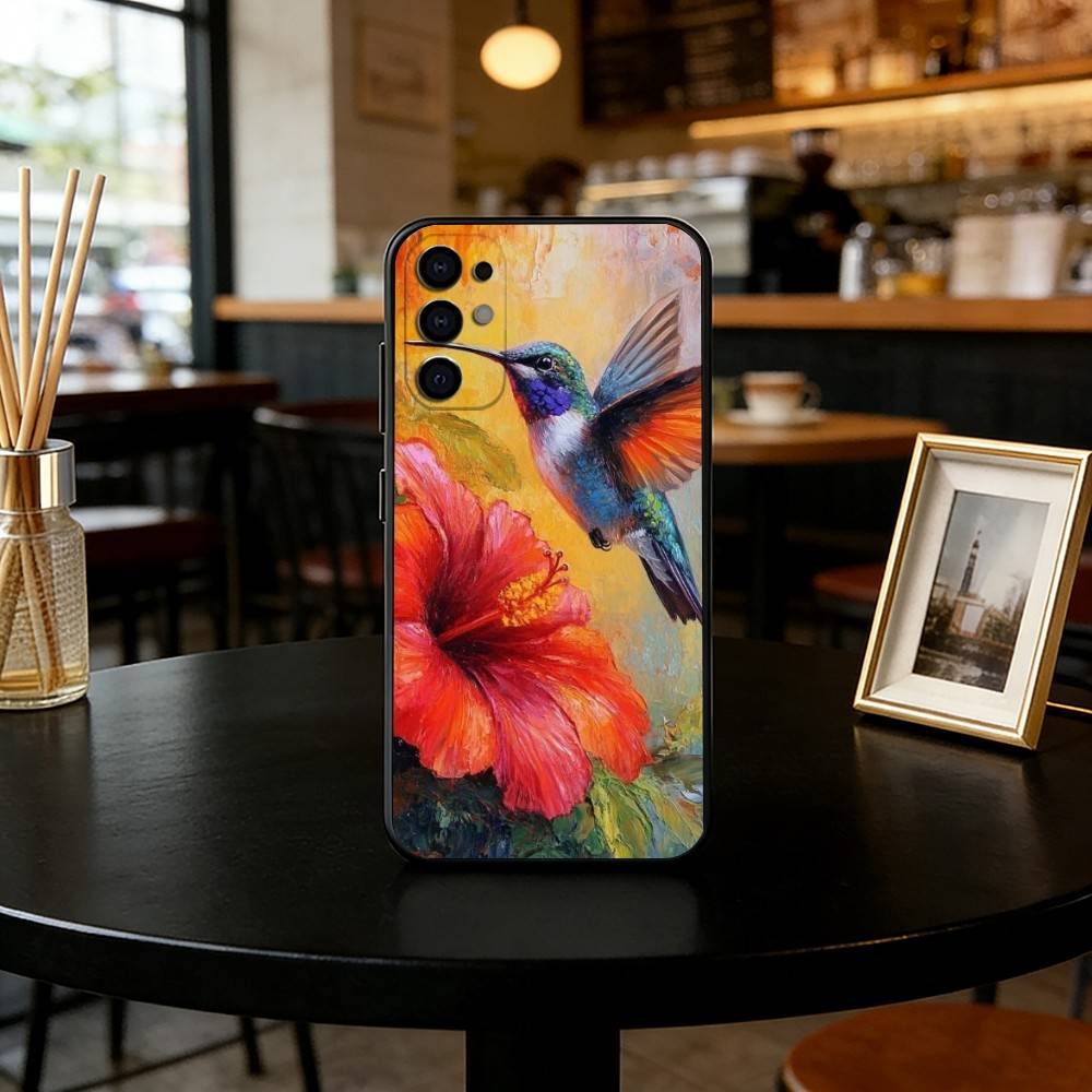 Colorful Bird Hummingbird Phone Case For Samsung S25,S24,S21,S22,S23,S30,Ultra,S20,Plus,Fe,Soft Silicone Black Cover