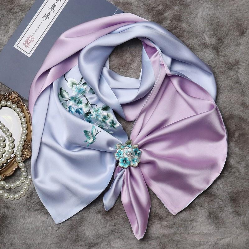 Suzhou Hand Embroidery Silk Scarf Set Double-sided Mulberry With Buckle New Chinese Style All Season