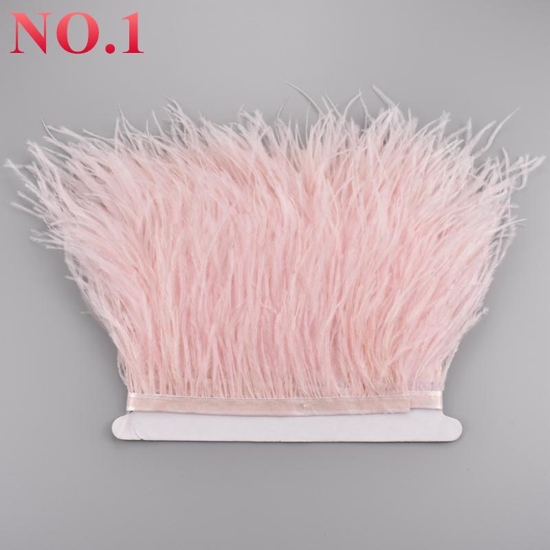 10Meters Ostrich Feathers On Ribbon On Tape 10-15Cm 4-6" Feather Trim Boa For Clothes Sewing White Fringe Dress Skirt Decor Diy