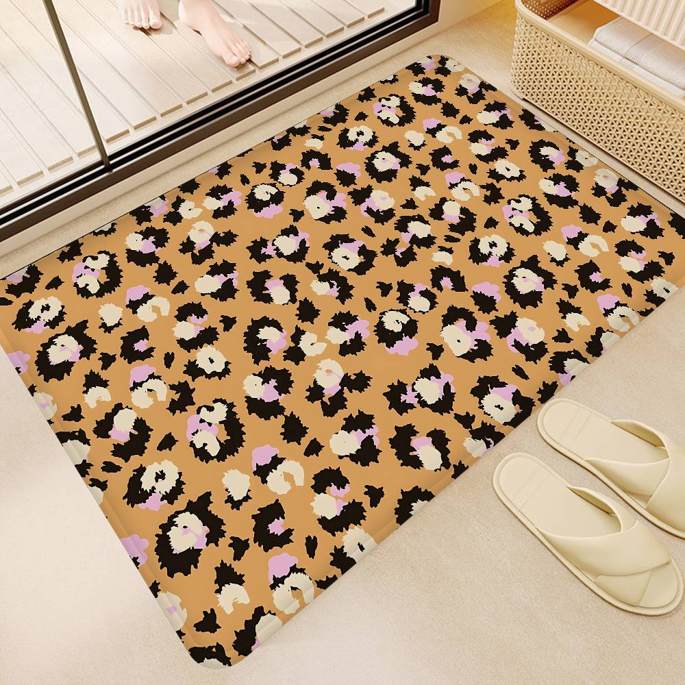Fashion Leopard Print Bathroom Mat Kids Room Bedroom Decoration Balcony Anti-Slip Doormat Living Room Welcome Rug