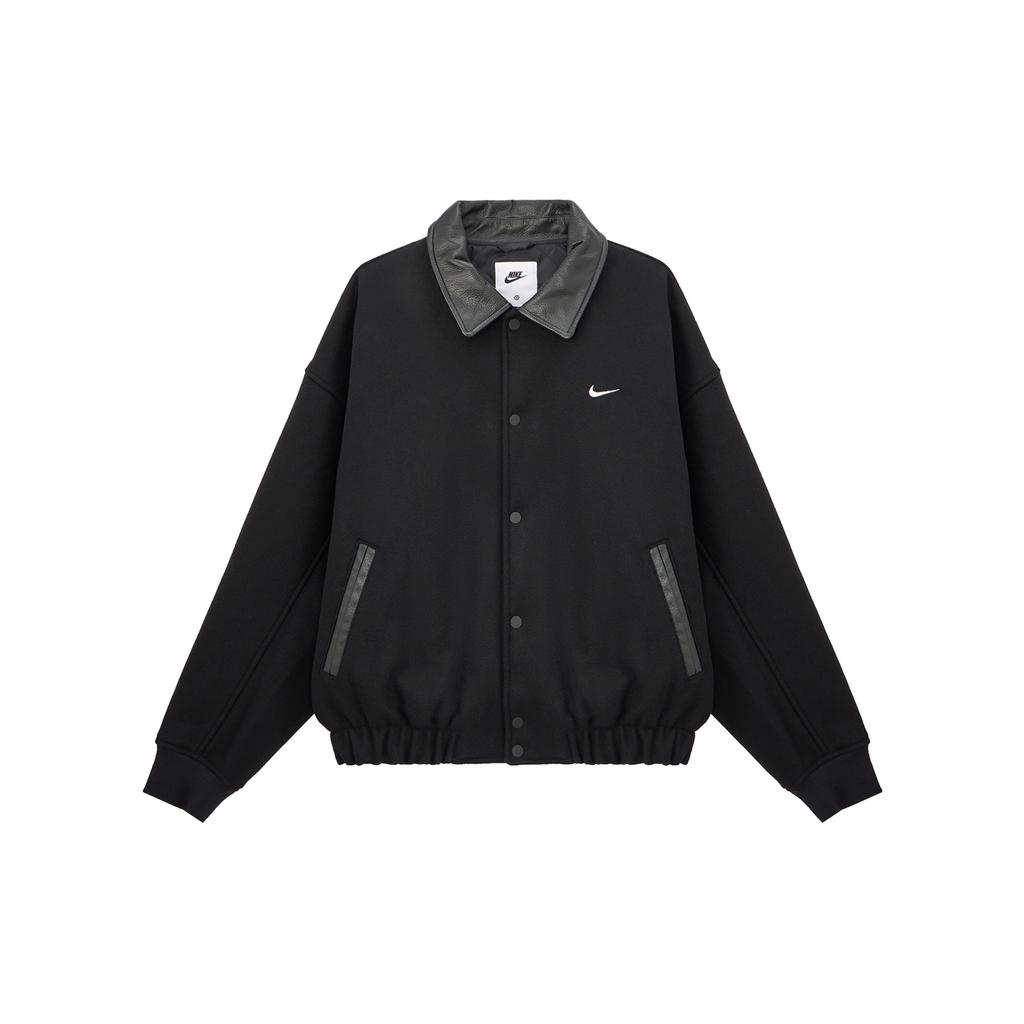 New Nike Solo Swoosh Men's Wool Varsity Jacket FZ1168-010