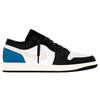 Jordan Air Jordan 1 Abrasion Resistant Breathable Low top Vintage Basketball Shoes Unisex Black White Blue 553558-081(Team537-)