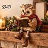 Statuetă Bufniță de Citit pentru Decor Acasă, Creativă cu Ochelari Eșarfă Cizme și Carte Deschisă, Figurină Animal Decorativă Sculptură pentru Șemineu Colț de Carte Raft