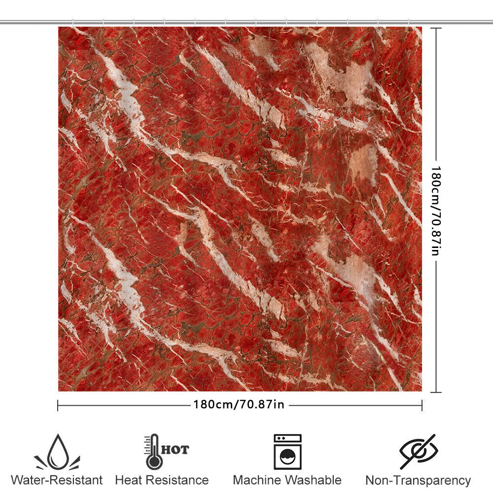 Red Marble Shower Curtain Bathroom Decorative Waterproof Fabric Shower Panel Liner Home Decor Customizable Size Option For Batht