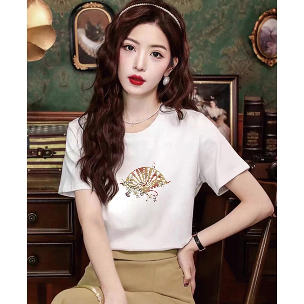 Summer T-shirt women's clothing 2025 new top design sense loose pure lazy printed short-sleeved shirt
