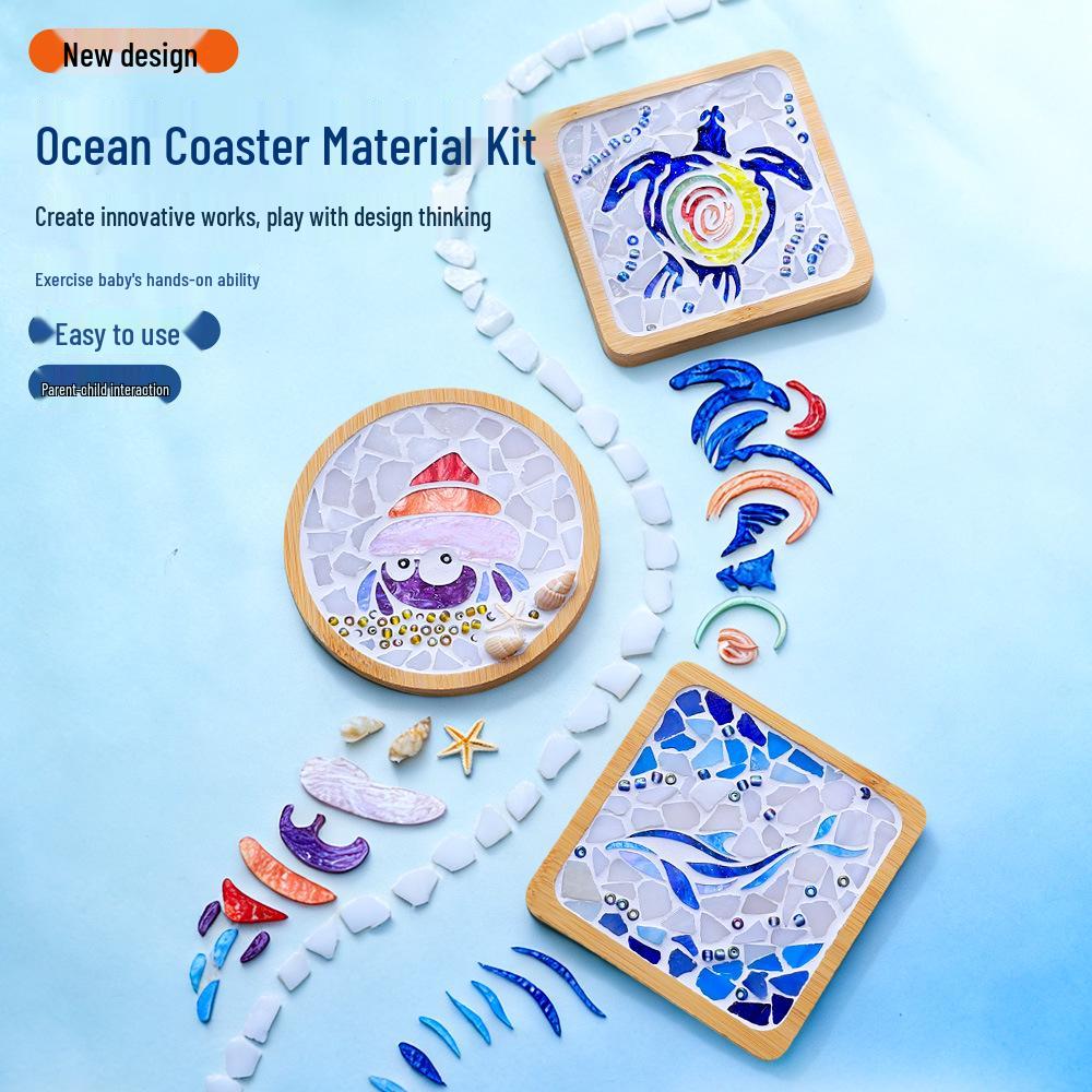 Marine Life Series DIY Mosaic Coaster Kit: Cultural Collage Materials