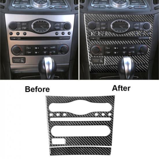 2Pcs For Infiniti G37 Sedan 10-13 Carbon Fiber Interior Radio Console Cover Trim