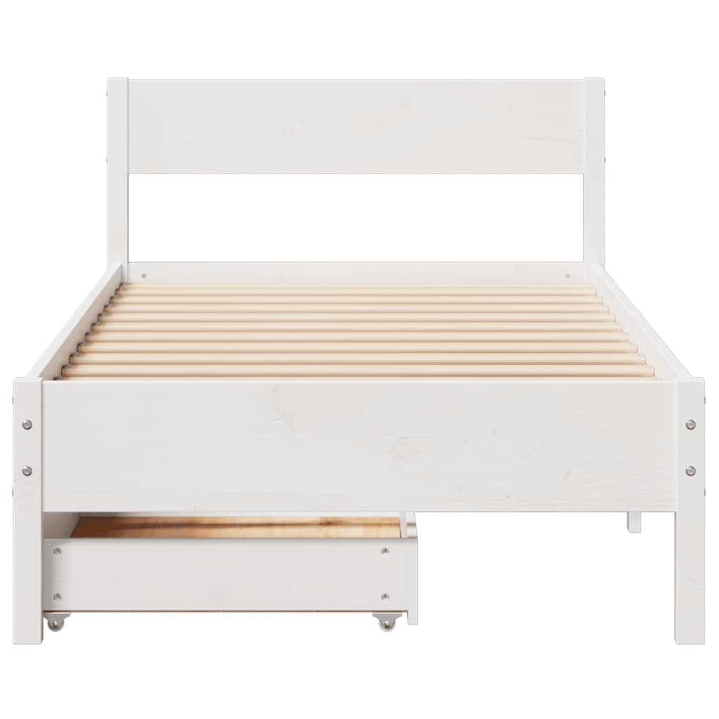 Solid Wood Bed without Mattress White 75 x 190 cm Pine Wood