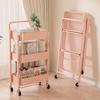 For Hot Selling Foldable Trolley Storage Shelf Multi-layer Trolley Organizer Mobile Cosmetics Snack Storage Rack Bathroom Shelf