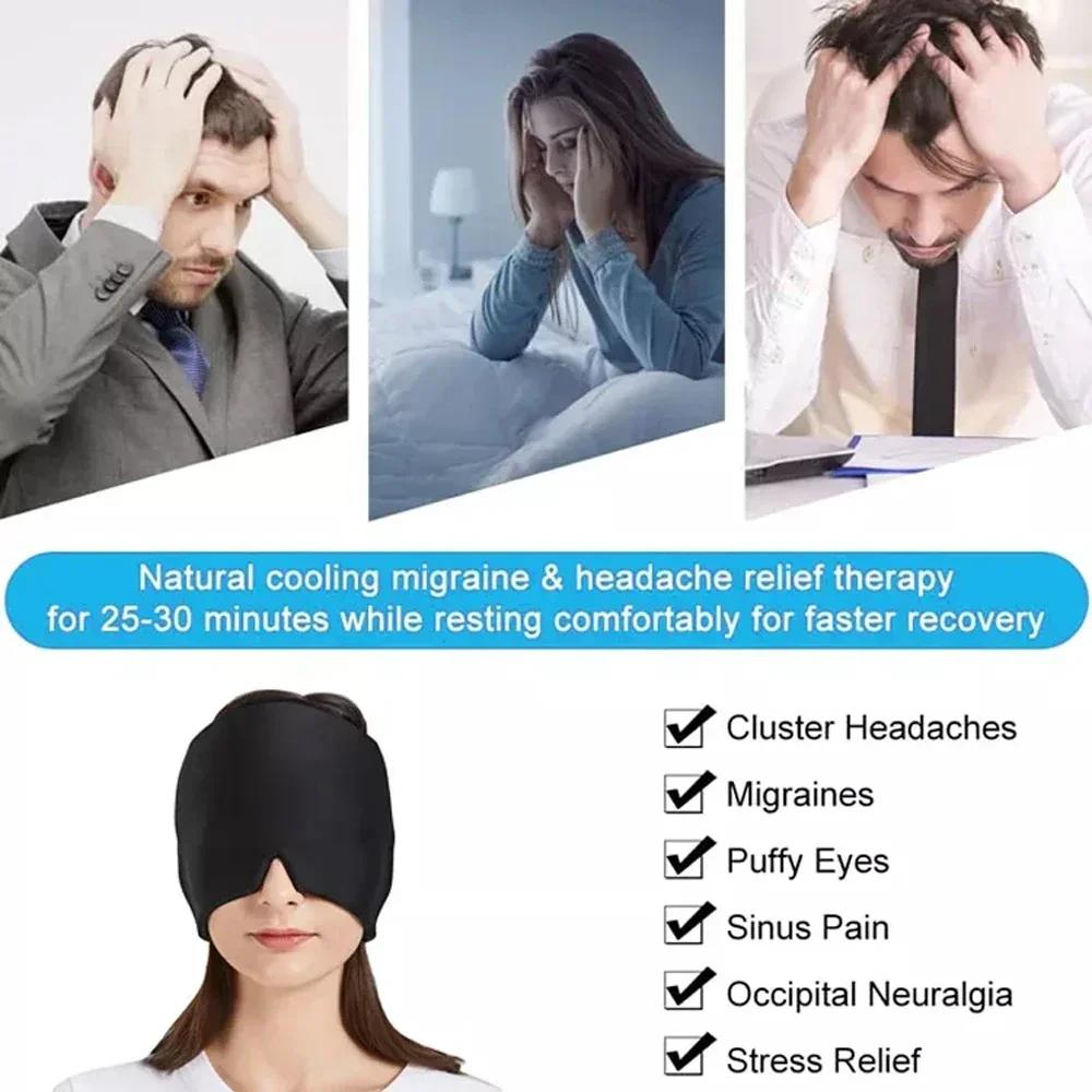 Reusable Head Ice Pack Adjustable Gel Cold Pack Head Wrap Migraine Relief & Tension Headache Relief Migraine Cap Head Massager