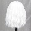 MISS WIG Women Fashion Short Wavy Wig with Bangs Synthetic Fiber Pure White Wavy Wig Cosplay Halloween Party Wear