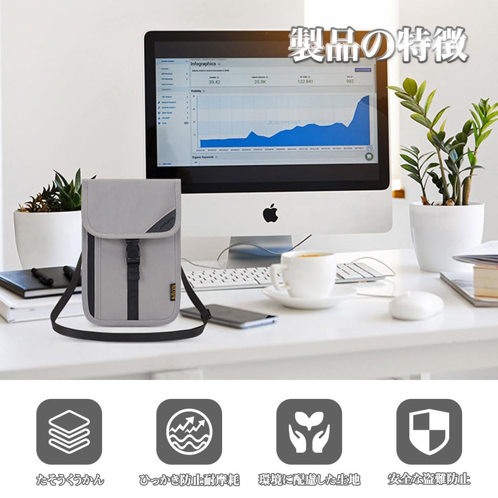 Passport Passport Bag with Storage Valuables Neck ID Card Clutch Travel Unisex [MNWMNW] Anti-Skimming Case, Ultra-Lightweight, Multi-Function Clasp,