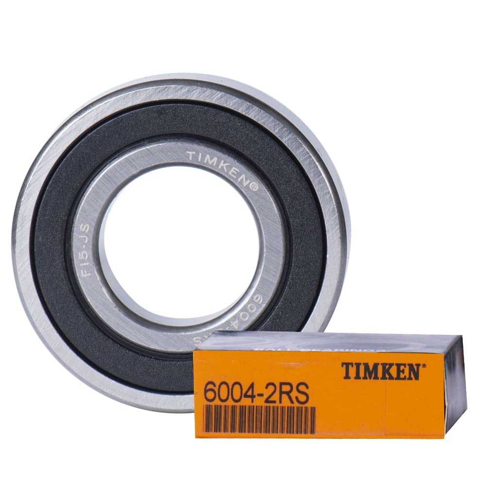 2PACK TIMKEN 6004-2RS Double Rubber Seal Bearings 20x42x12mm, Pre-Lubricated and Stable Performance and Cost Effective, Deep Groove Ball Bearings
