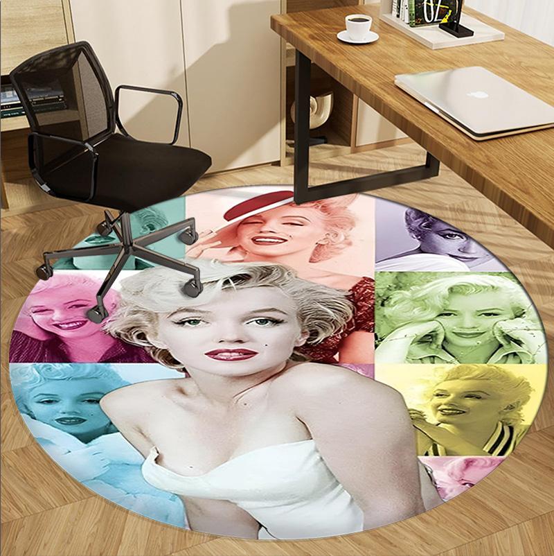 Marilyn Monroe Pattern Round Rug, Indoor/Outdoor Mat, for Picnic, Gameroom, Bedroom, Office, Living Room, Home Decor Carpet, Birthday Gift