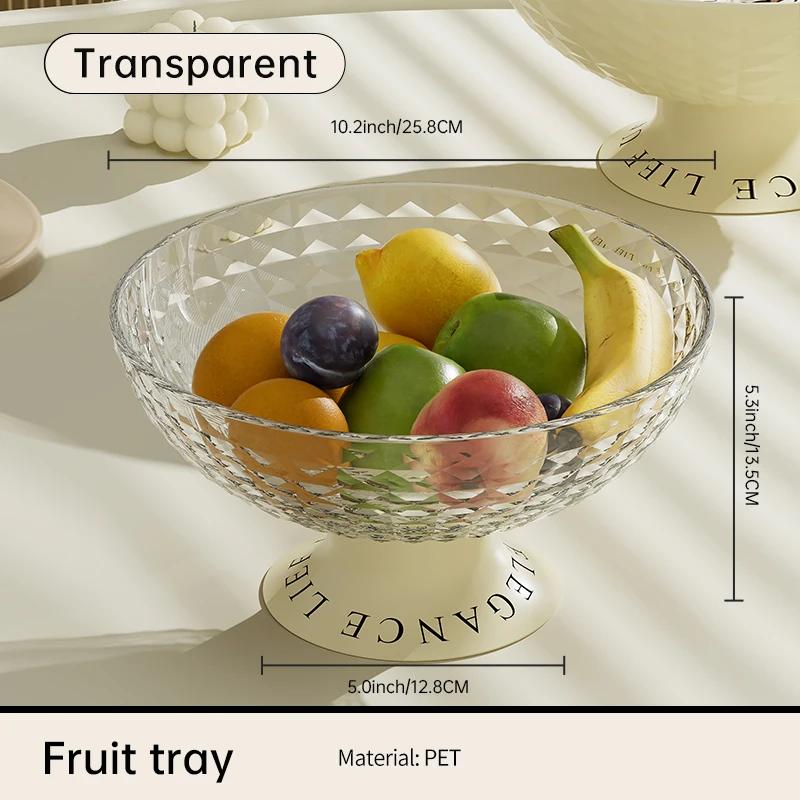 

European Transparent Glass Wooden Base Fruit Tray Salad Bowl Candy Dessert Storage Tray Coffee Table Desktop Home Decoration прозорий