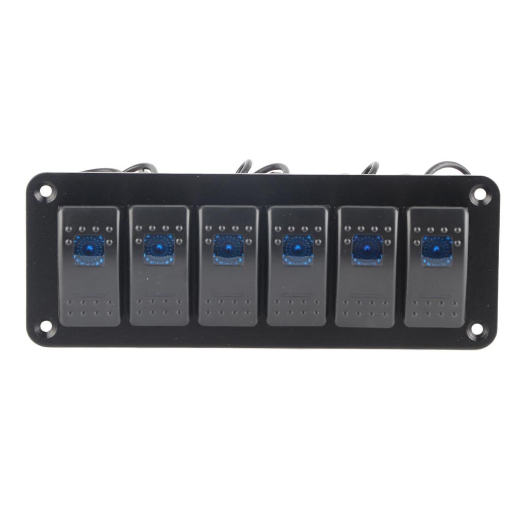 6 Gang Rocker   Panel LED Backlit On Off   Waterproof Circuit   for Car RV Bus Marine Boat ATV UTV