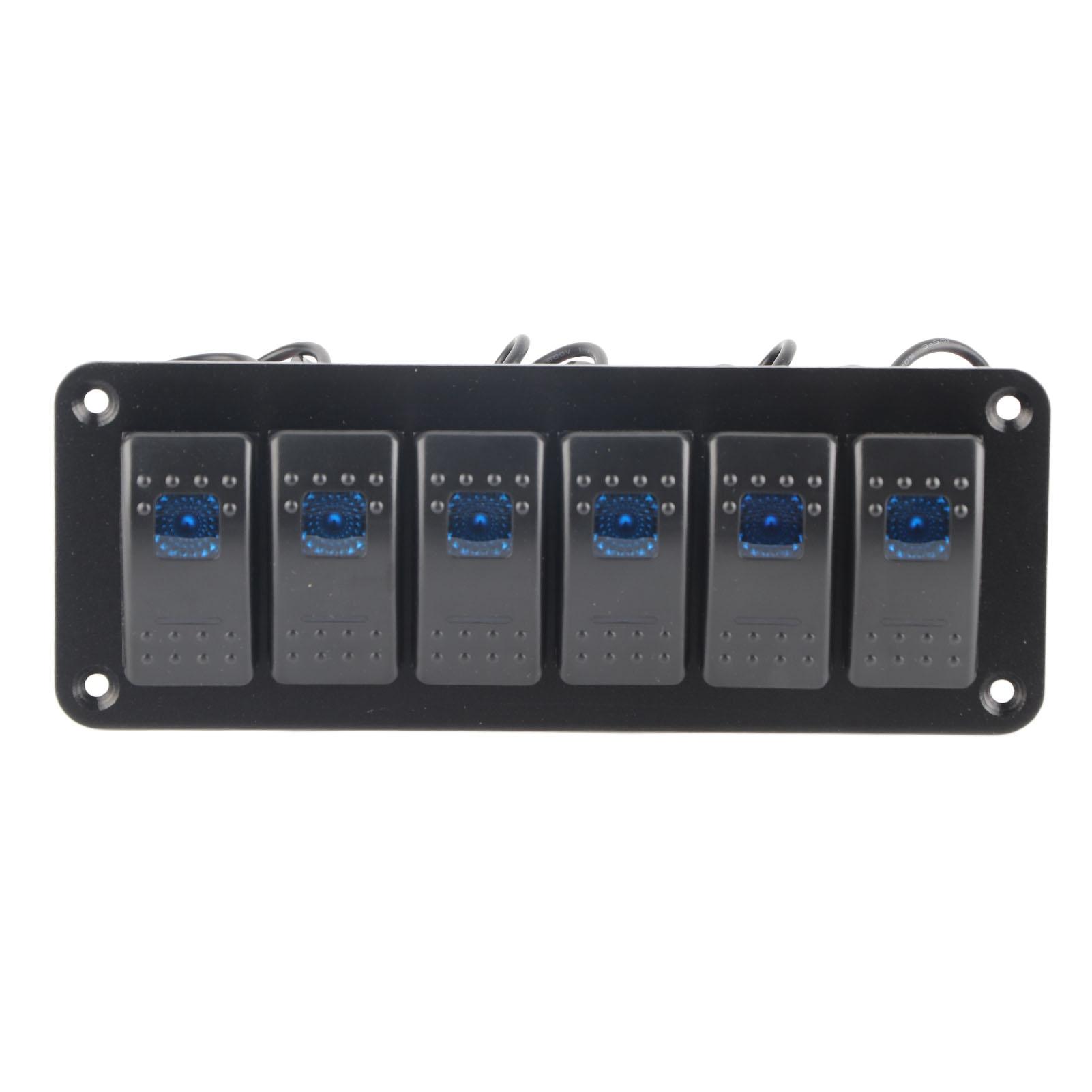 6 Gang Rocker Panel LED Backlit On Off Waterproof Circuit for Car RV Bus Marine Boat ATV UTV