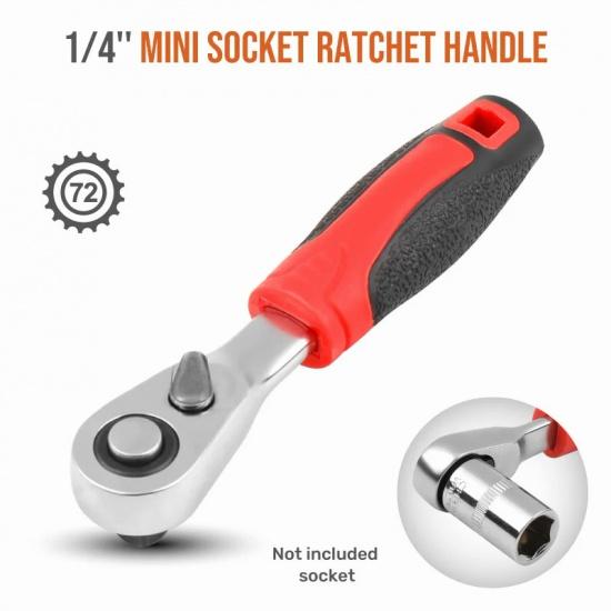 LiTuiLi Mini 1/4" Ratchet Wrench Double Ended Quick Hex Torque Spanner Set Rod Screwdriver Bit Tool Socket Ratchet Handle Wrench