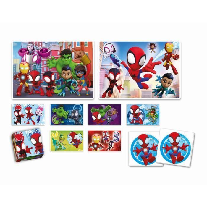 Clementoni - Edukit - Spidey - 4-in-1 Learning Set - 2 Puzzles, 1 Memory Game, 1 Set of 6 Cubes - Made In Italy - Ages 4+