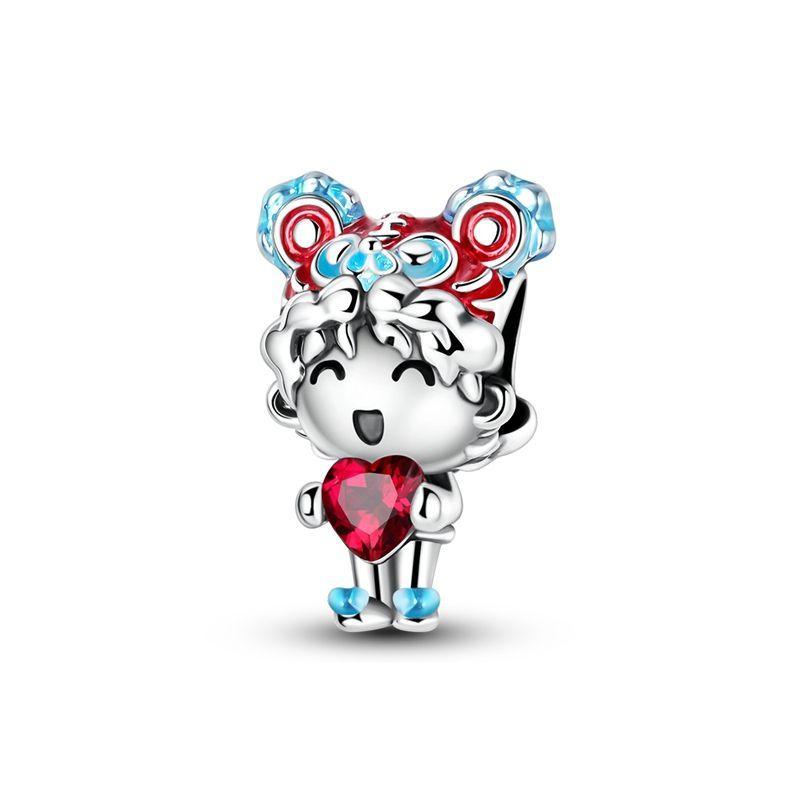 Copper Frog Fox Etc Heart-Shaped Gemstone Decoration Charms Fit Original Bracelet Women Jewelry Girl Making Beads