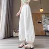 Women's Lace-Trim Wide-Leg Cropped Pants - 2025 Sun Protection, Lightweight & Casual
