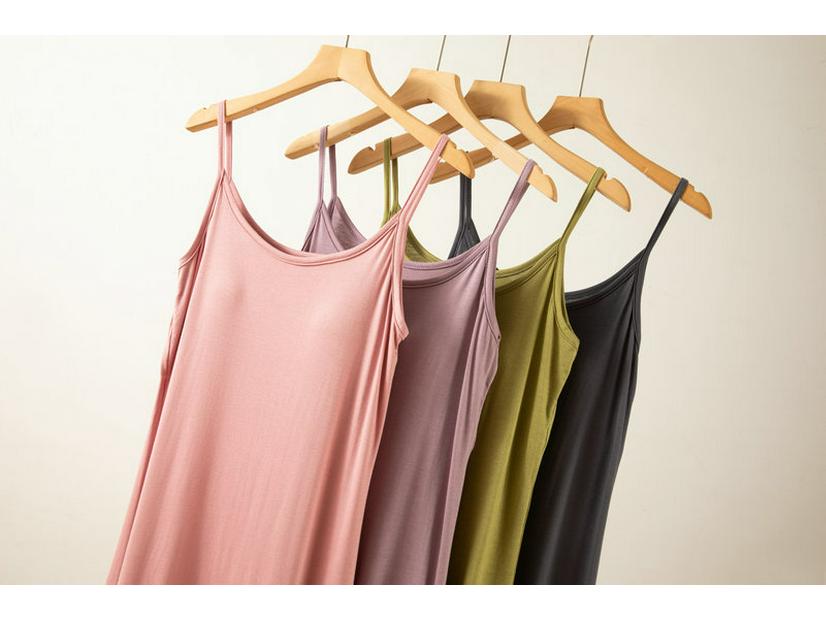 2025 Summer Loose Solid Color Modal Suspender Skirt - Medium Long, Large Size Casual Dress