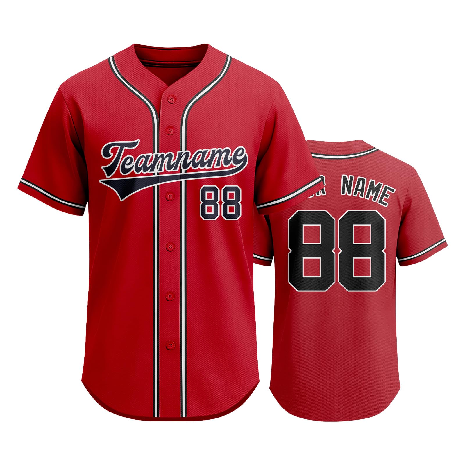 

Customizable Baseball Jersey Men Women Button Up Team Name Number Sports Shirt Personalized Athletic Uniform Top for Outdoor Activities XL червоний