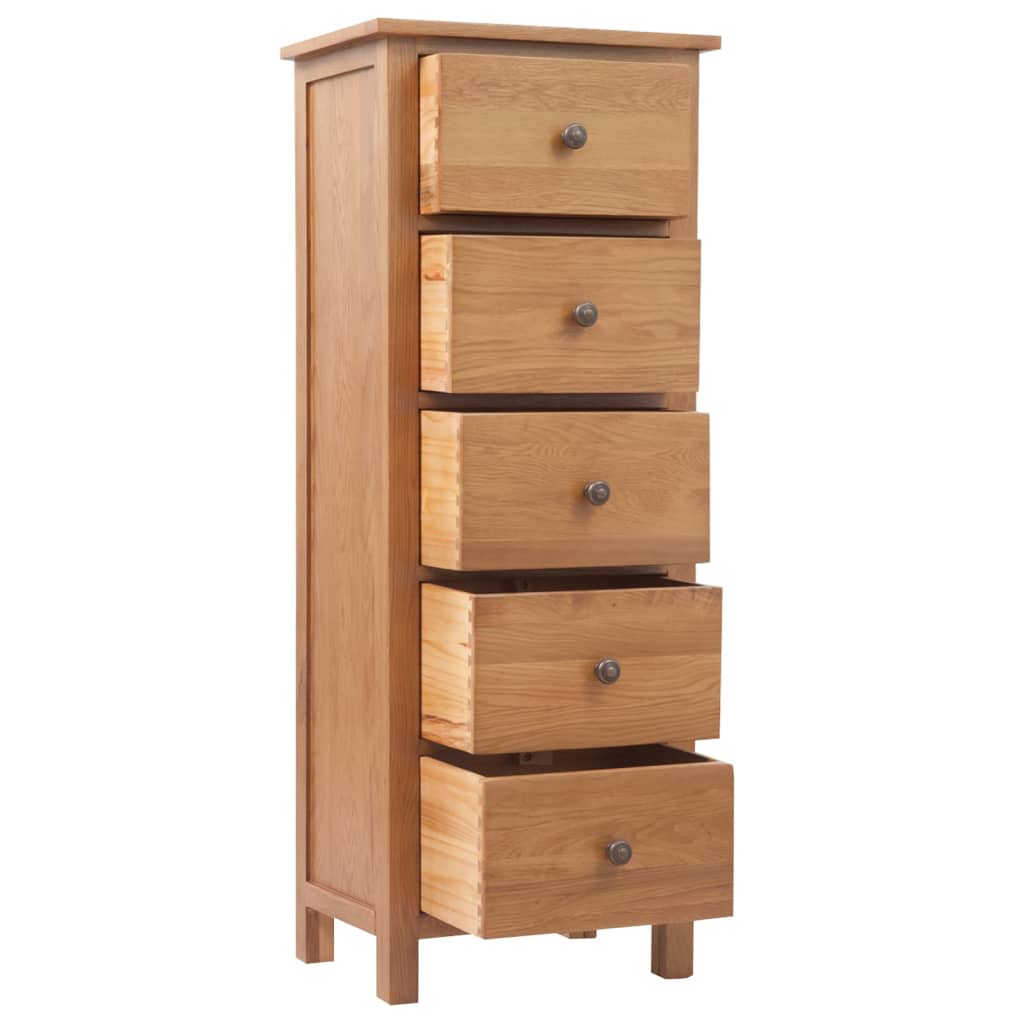 Tall Dresser with Drawers 45 x 32 x 110 cm Solid Oak Wood